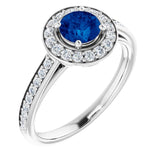 Platinum Lab-Grown Blue Sapphire & 1/3 CTW Natural Diamond Ring