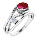 Platinum Lab-Grown Ruby & 1/10 CTW Natural Diamond Ring