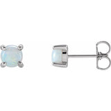 14K White 5 mm Natural Opal Earrings