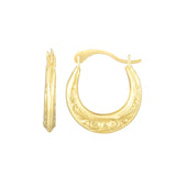 14K Yellow Gold Filagree Back to Back Hoop Earring