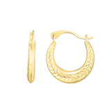 14K Yellow Gold Wheat Back to Back Hoop Earring