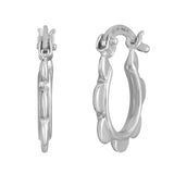 14K White Gold Scalloped Hoop Earring with Hinged Clasp