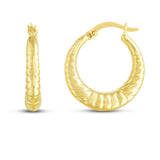 14K Yellow Gold Polished Thin Twist Hoops