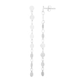 14K White Gold Polished Round Mirror Chain Drop Earrings