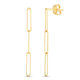 14K Yellow Gold Extra Long Lungo Paperclip Drop Earrings. One Link measures 2.7mm x 13.6mm.