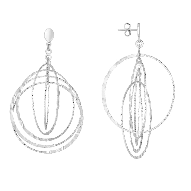 Silver Circle Drop Hammered Earring