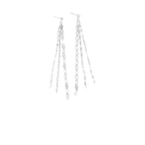 Silver Marina Link Long Fringe Earrings with Push Back Clasp